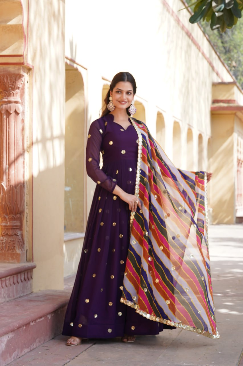 DESIGNER PINK PURPLE IS LUXURY CLOTHING CONSIDERED TO BE HIGH QUALITY MADE BY ZARI THREAD & SEQUINS EMBROIDERY