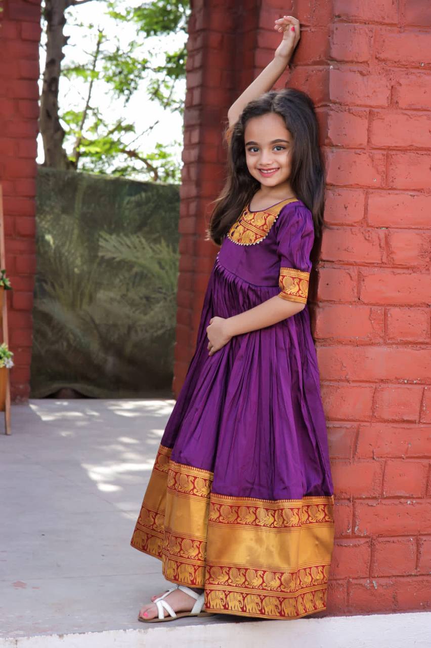 PREMIUM DESIGNER READYMADE MOM-DAUGHTER PURPLE GOWN COLLECTIONS.