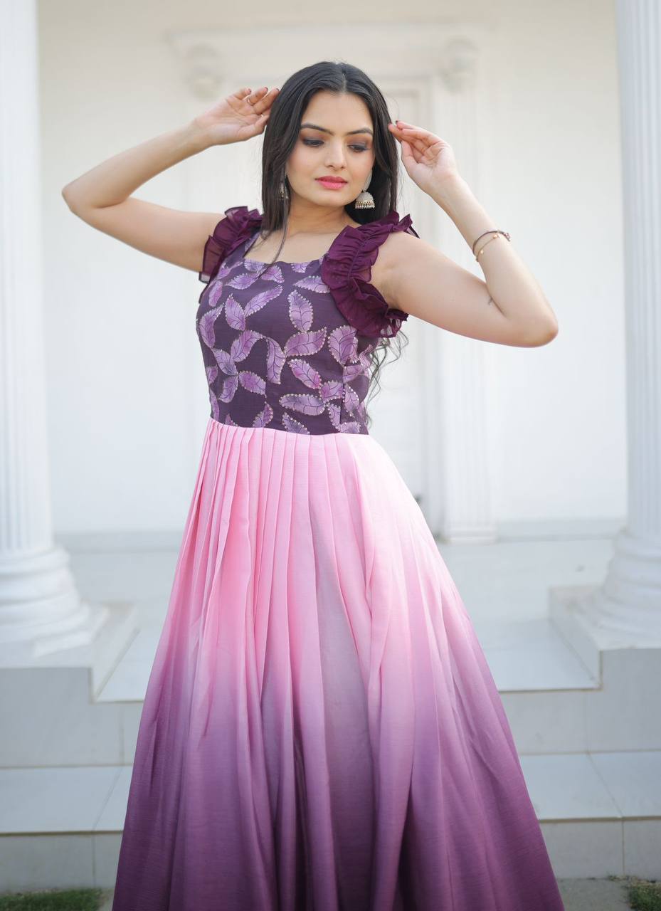 PREMIUM DESIGNER READYMADE PURPLE GOWN COLLECTIONS