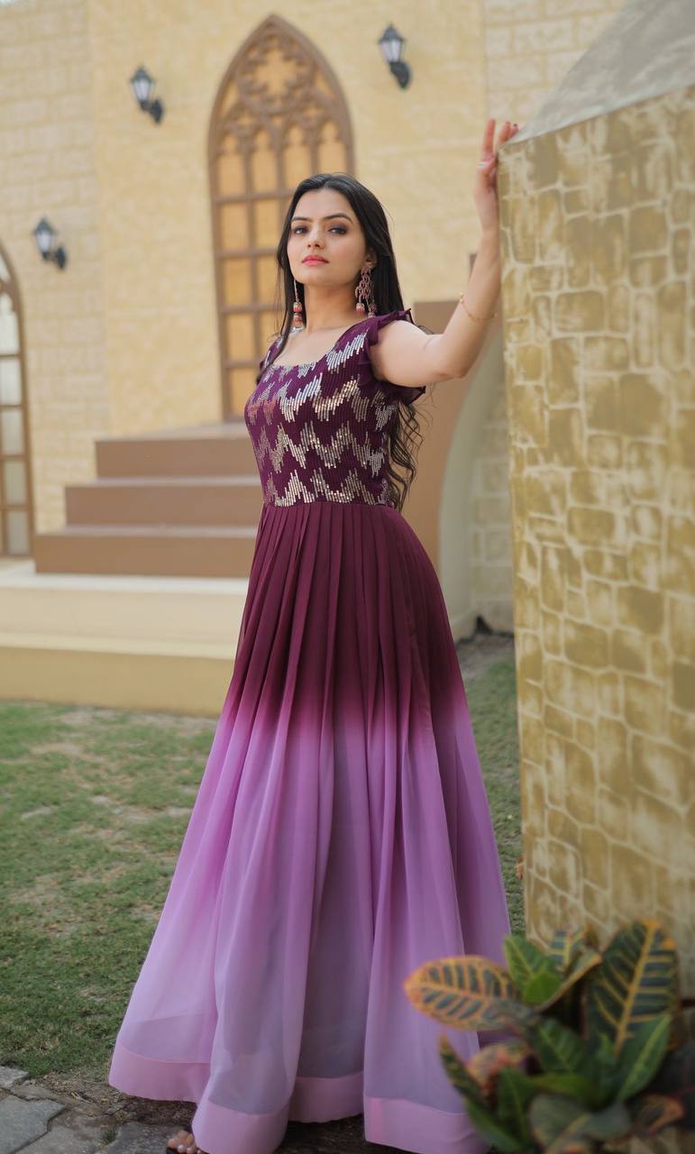 PREMIUM READYMADE DESIGNER PURPLE GOWN COLLECTIONS.💃🏻