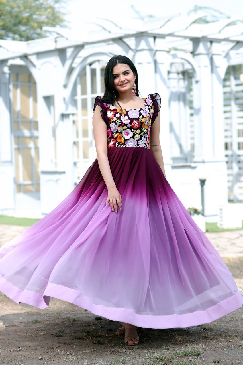 PREMIUM READYMADE DESIGNER PURPLE GOWN COLLECTIONS. 💃🏻