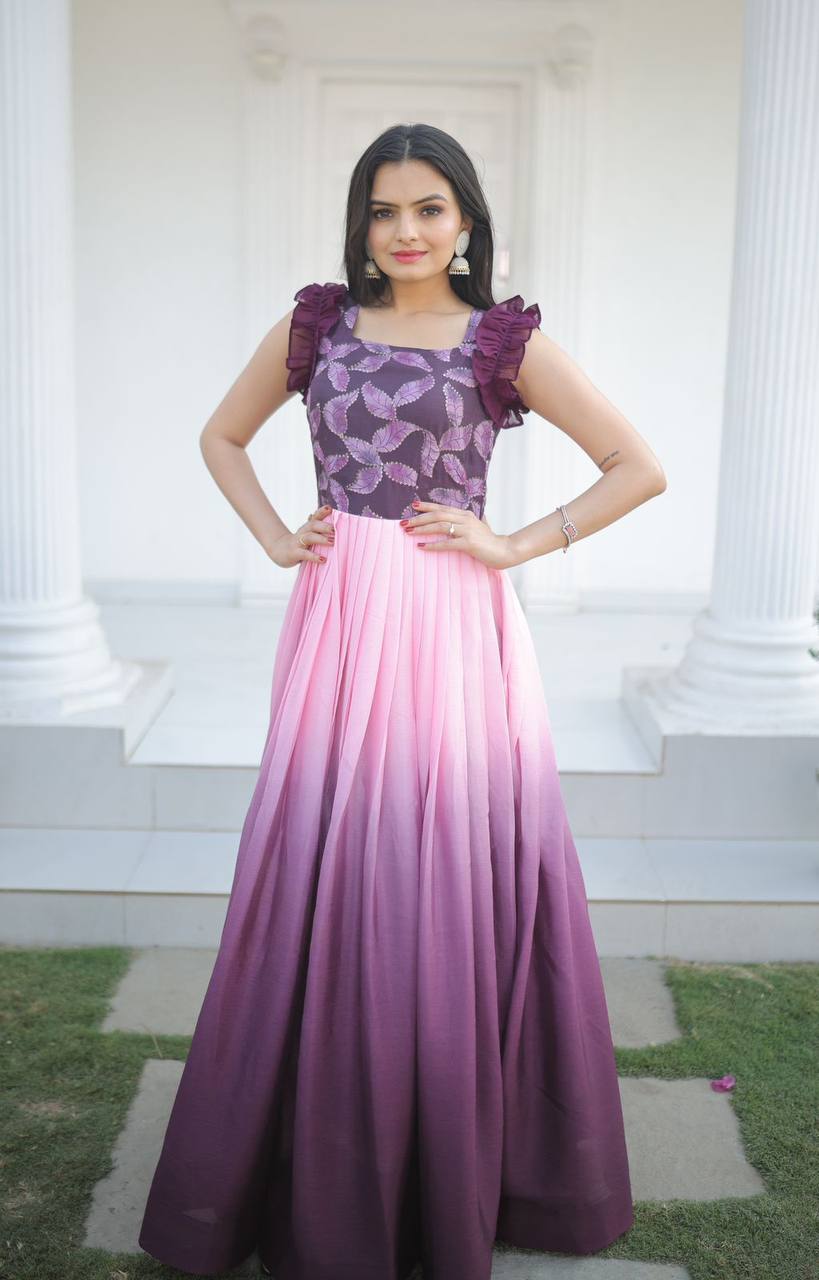 PREMIUM DESIGNER READYMADE PURPLE GOWN COLLECTIONS