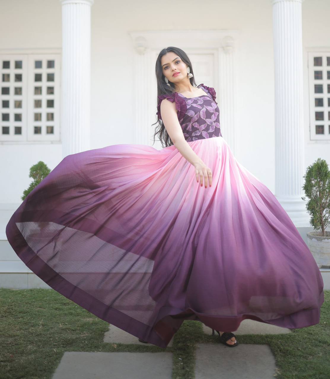 PREMIUM DESIGNER READYMADE PURPLE GOWN COLLECTIONS