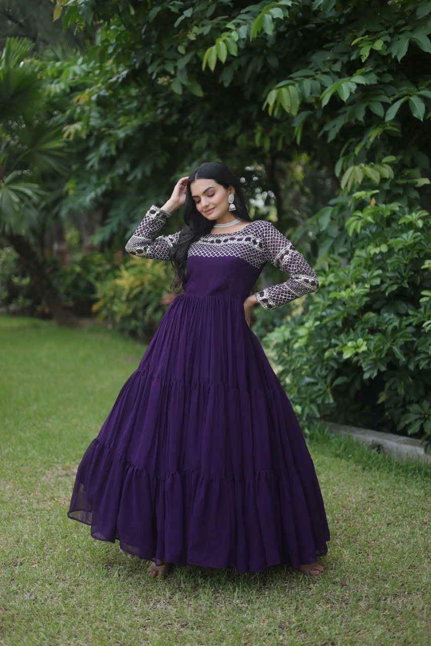 PREMIUM DESIGNER READYMADE PURPLE GOWN COLLECTIONS. 👜