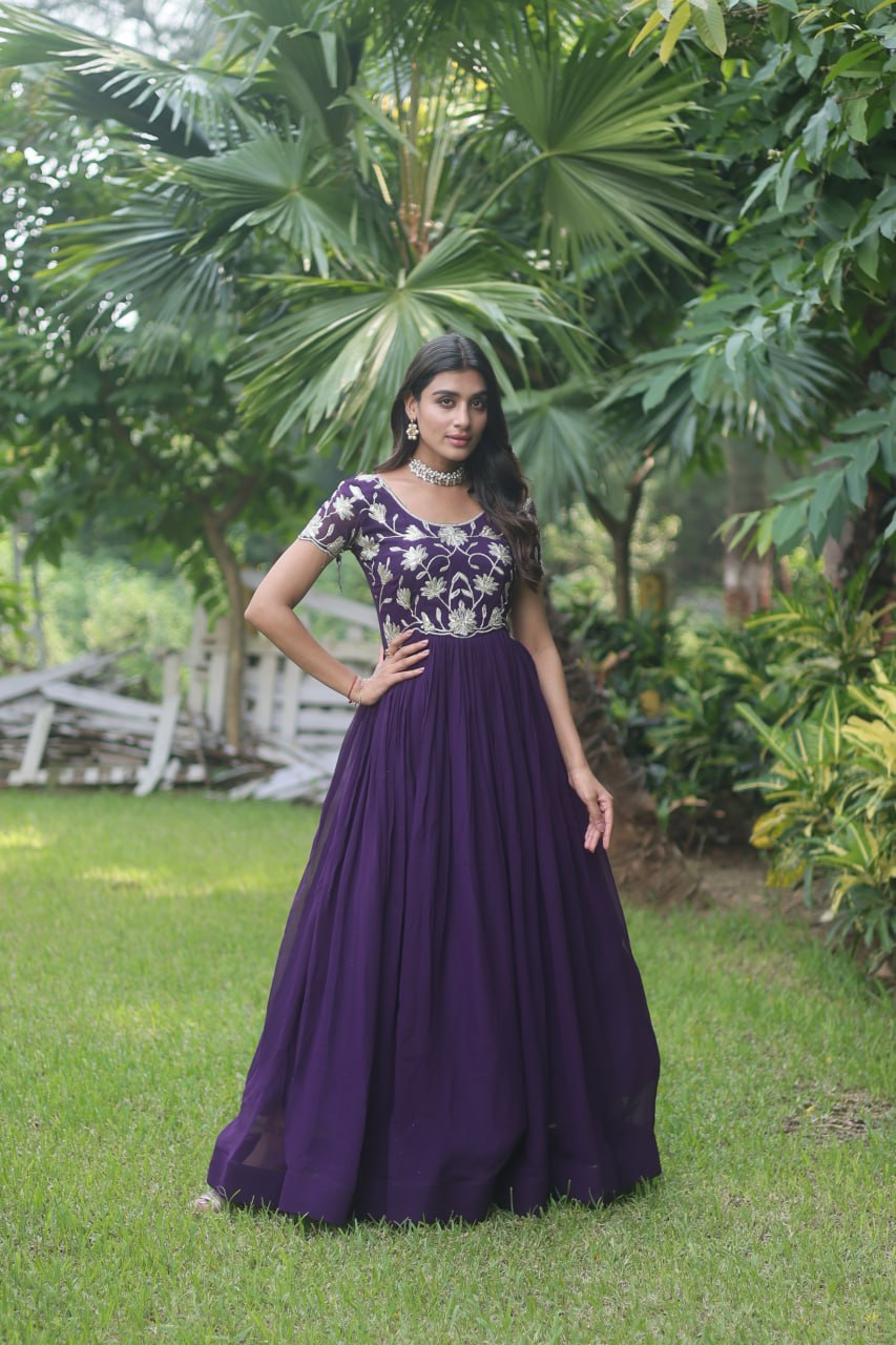 PREMIUM READYMADE DESIGNER PURPLE GOWN COLLECTIONS. 💃🏻