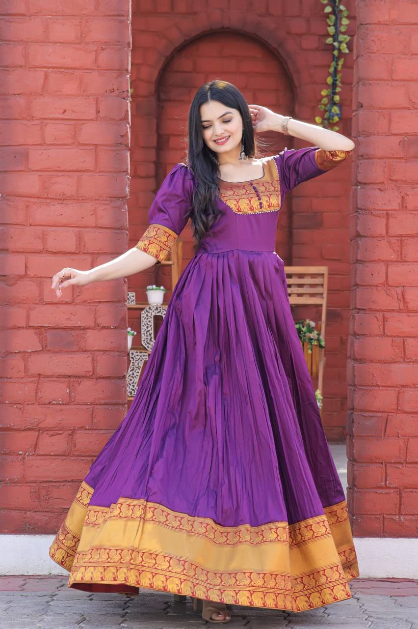 PREMIUM DESIGNER READYMADE MOM-DAUGHTER PURPLE GOWN COLLECTIONS.