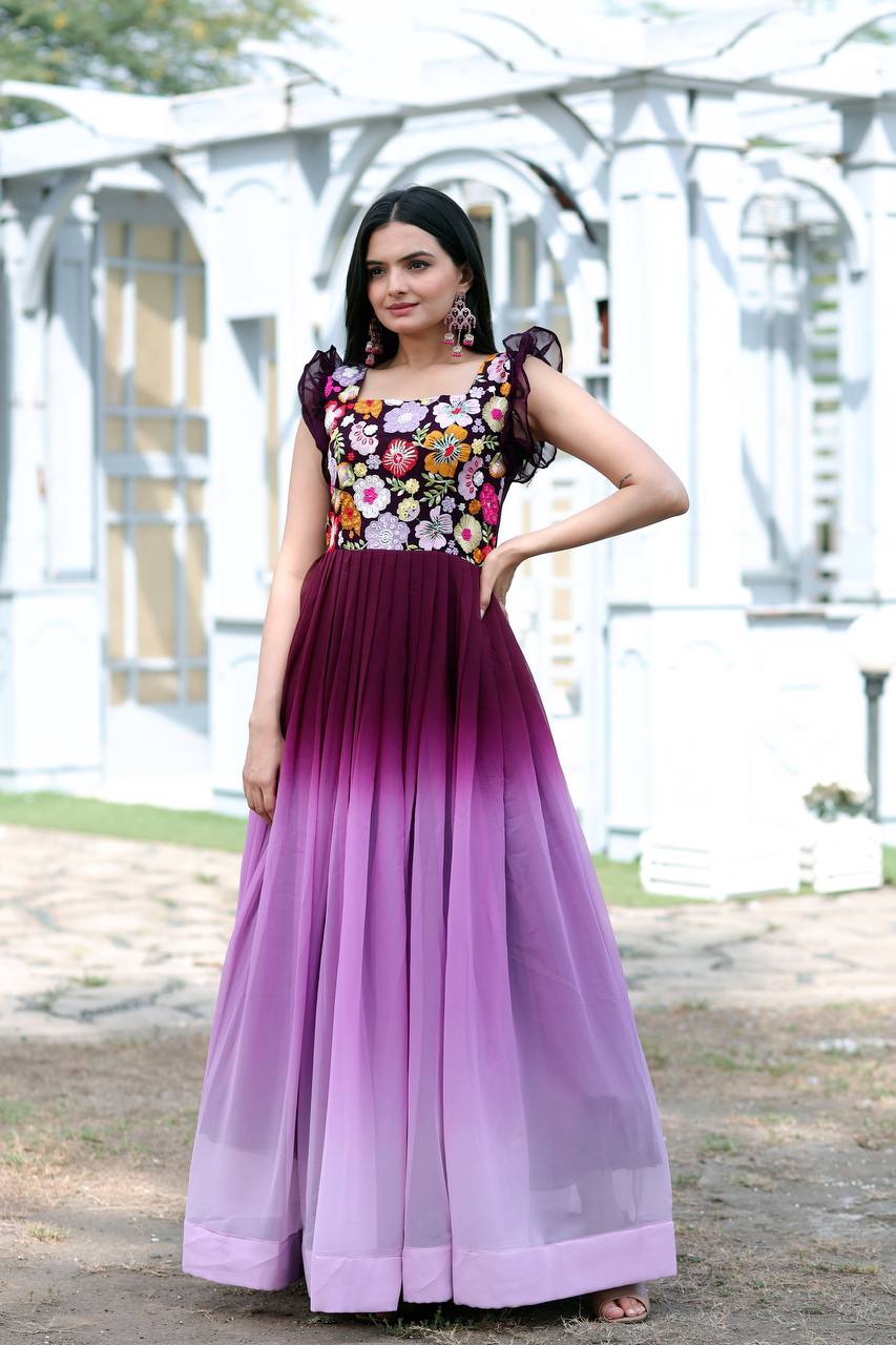 PREMIUM READYMADE DESIGNER PURPLE GOWN COLLECTIONS. 💃🏻