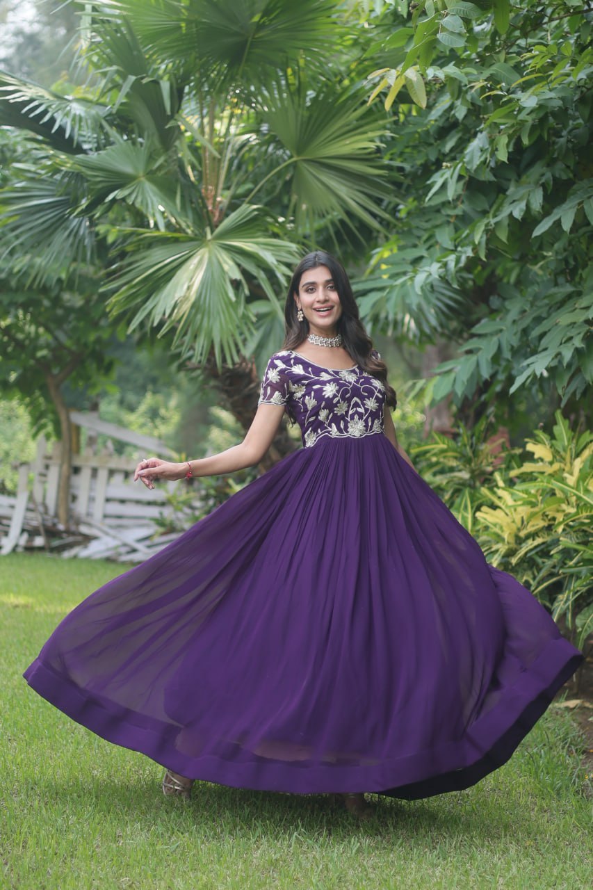 PREMIUM READYMADE DESIGNER PURPLE GOWN COLLECTIONS. 💃🏻