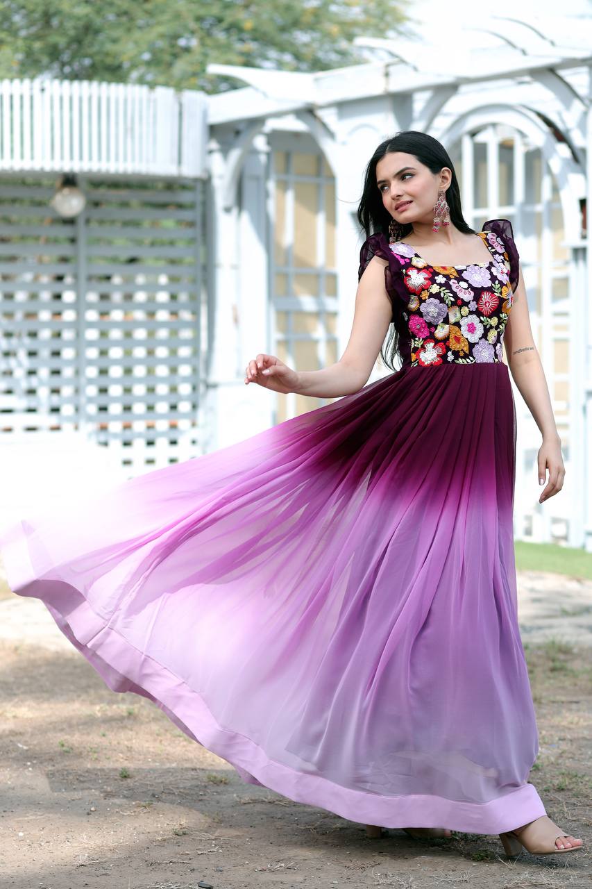 PREMIUM READYMADE DESIGNER PURPLE GOWN COLLECTIONS. 💃🏻