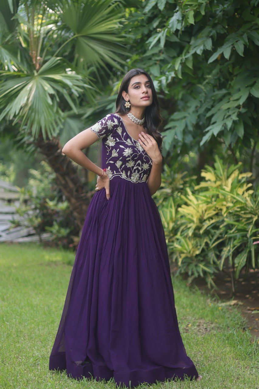 PREMIUM READYMADE DESIGNER PURPLE GOWN COLLECTIONS. 💃🏻