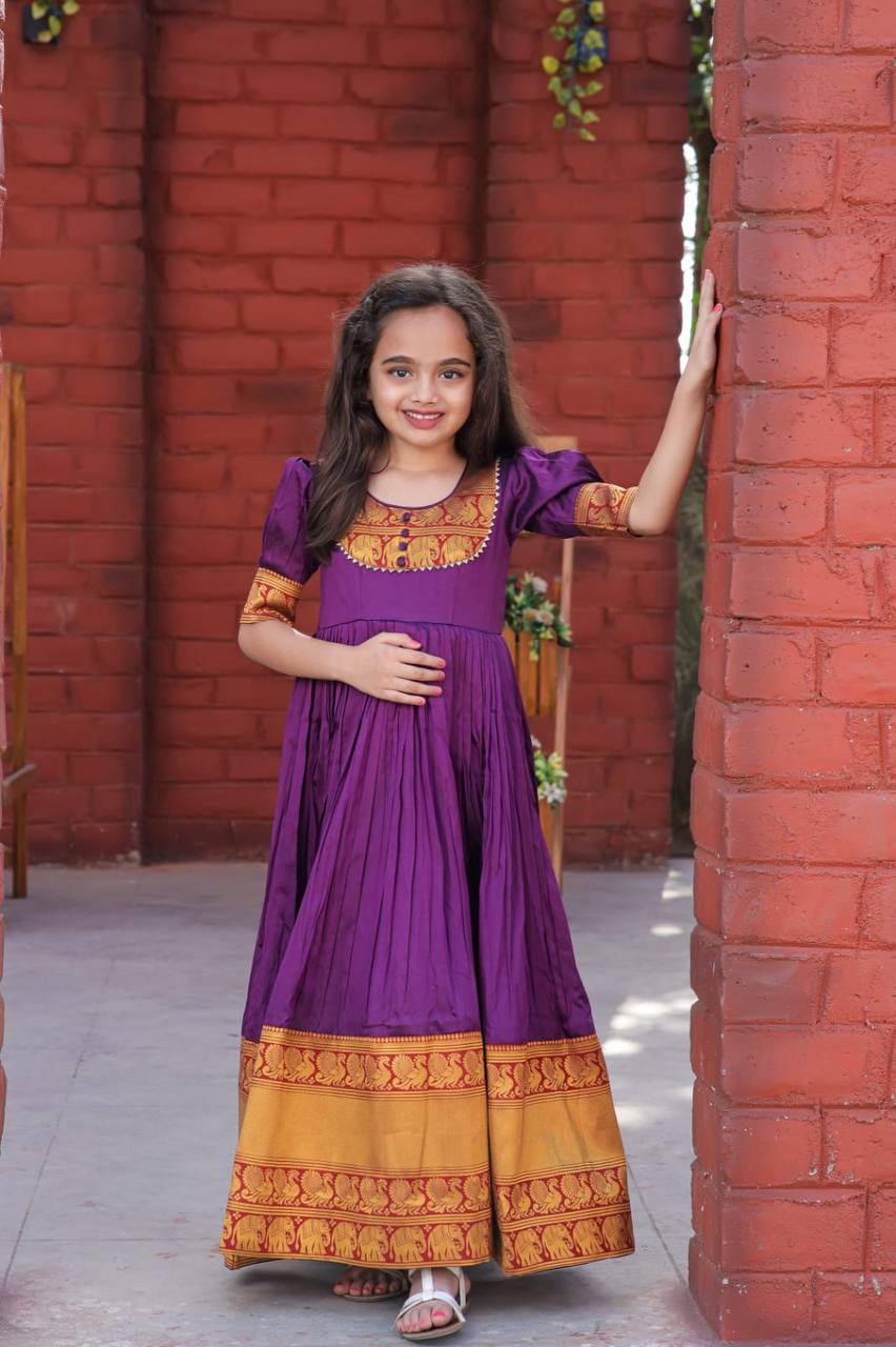 PREMIUM DESIGNER READYMADE MOM-DAUGHTER PURPLE GOWN COLLECTIONS.