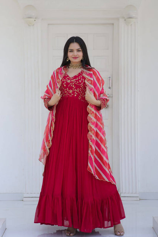 PREMIUM READYMADE PINK GOWN-DUPATTA COLLECTIONS.