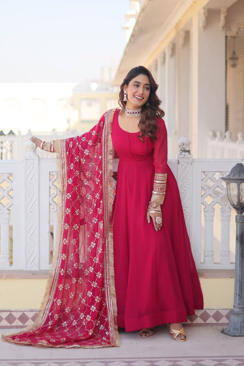 LUXURIUS PINK GOWN-DUPATTA COLLECTIONS