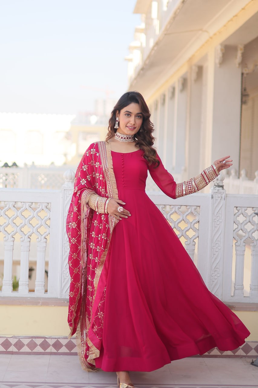 LUXURIUS PINK GOWN-DUPATTA COLLECTIONS