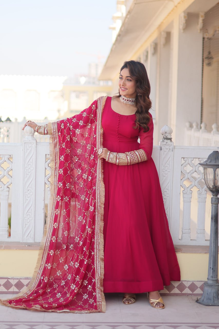 LUXURIUS PINK GOWN-DUPATTA COLLECTIONS