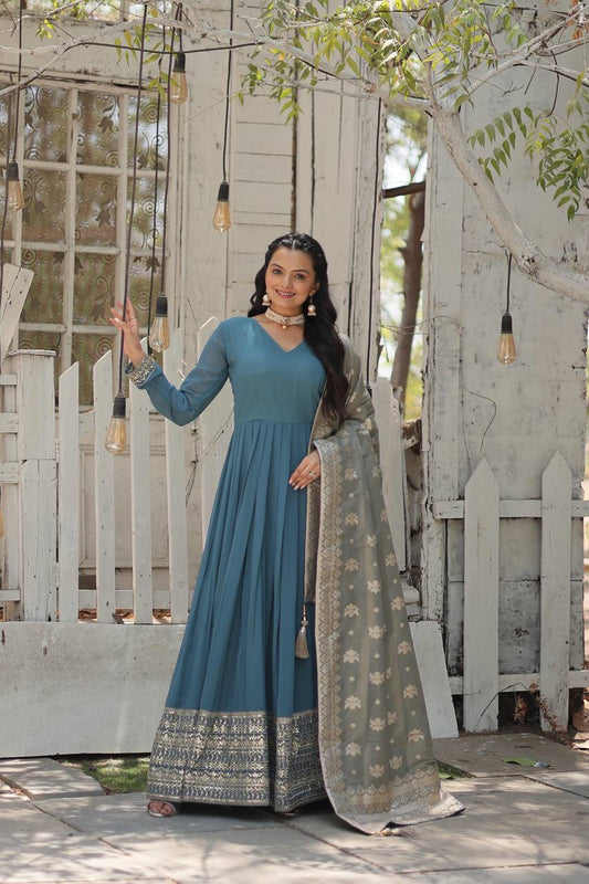 PREMIUM SKY GOWN-WITH-DUPATTA COLLECTIONS