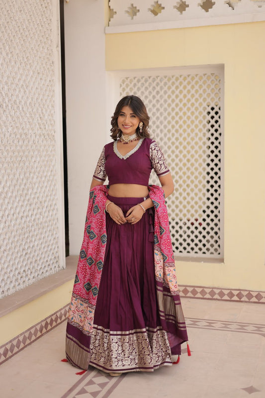 PREMIUM WINE LEHENGA CHOLI WITH DUPATTA COLLECTIONS