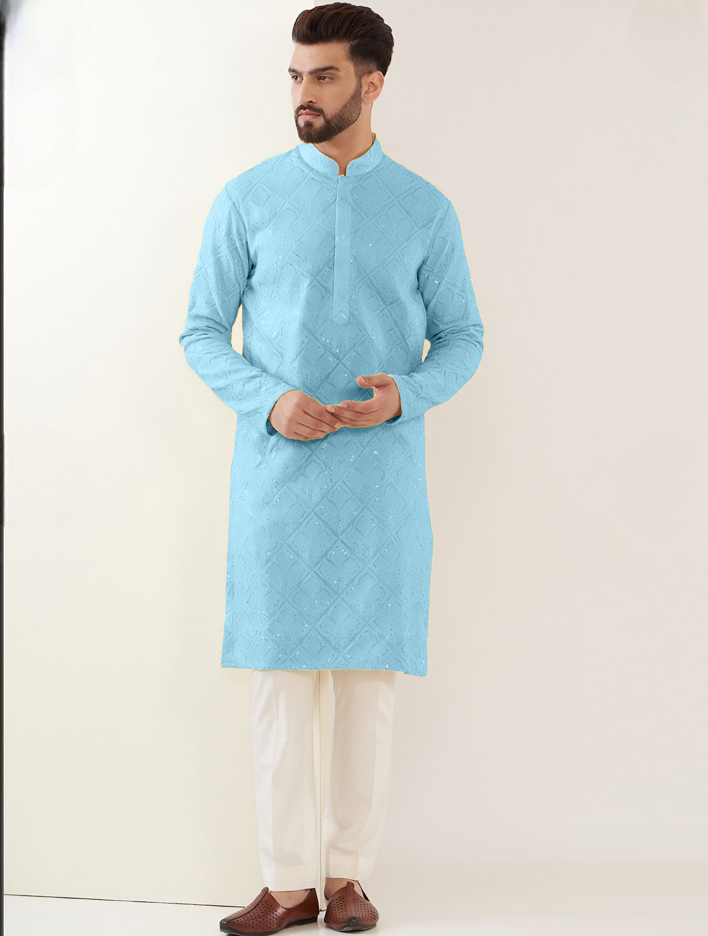 YOURSRK THE LIGHT SKY SEQUENCE EMBRODERY WORK MENS KURTA