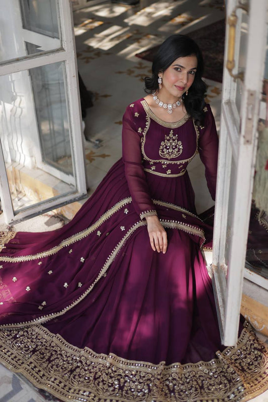 PREMIUM READYMADE VELVET MAROON GOWN COLLECTIONS