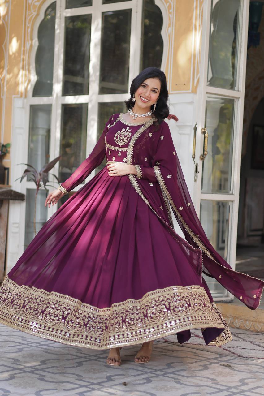 PREMIUM READYMADE VELVET MAROON GOWN COLLECTIONS