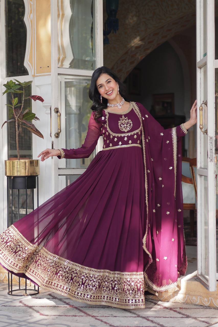 PREMIUM READYMADE VELVET MAROON GOWN COLLECTIONS