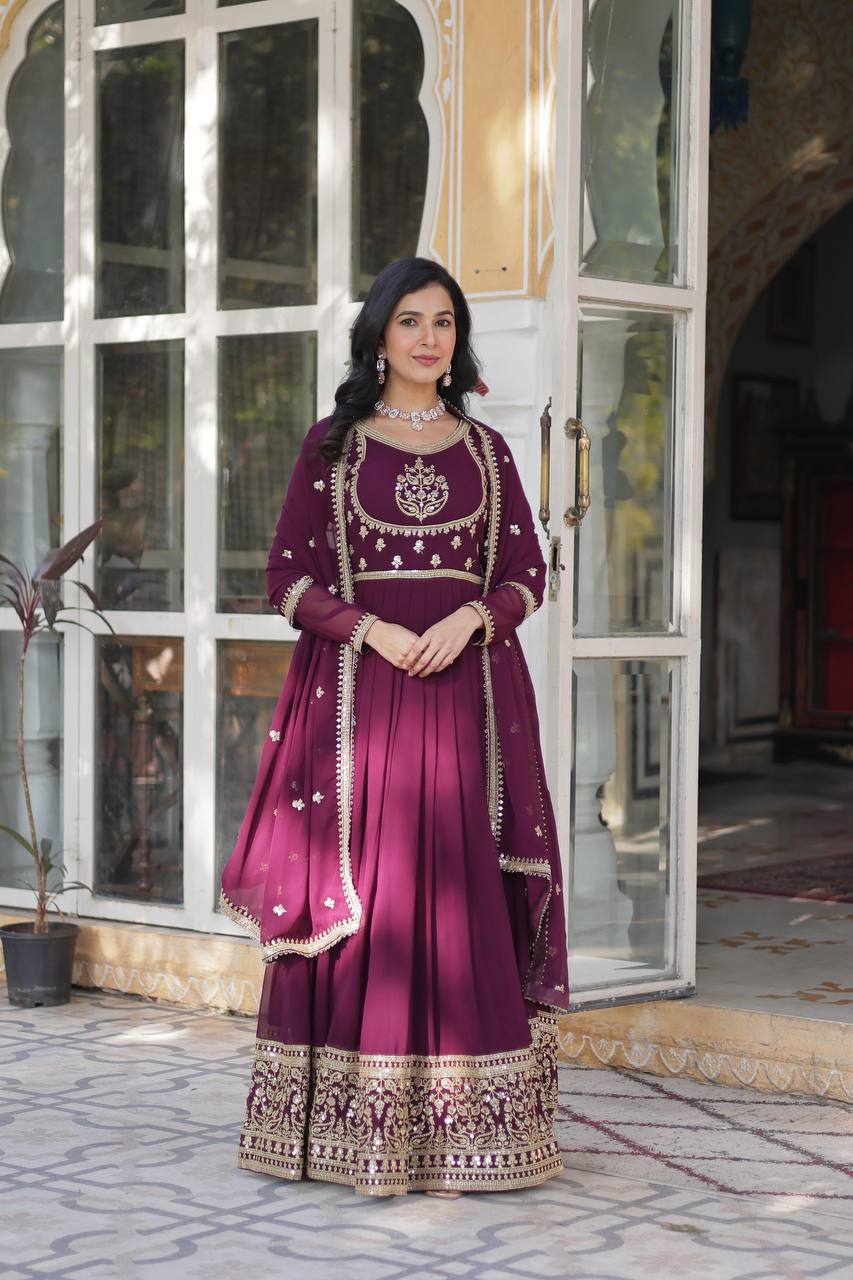 PREMIUM READYMADE VELVET MAROON GOWN COLLECTIONS