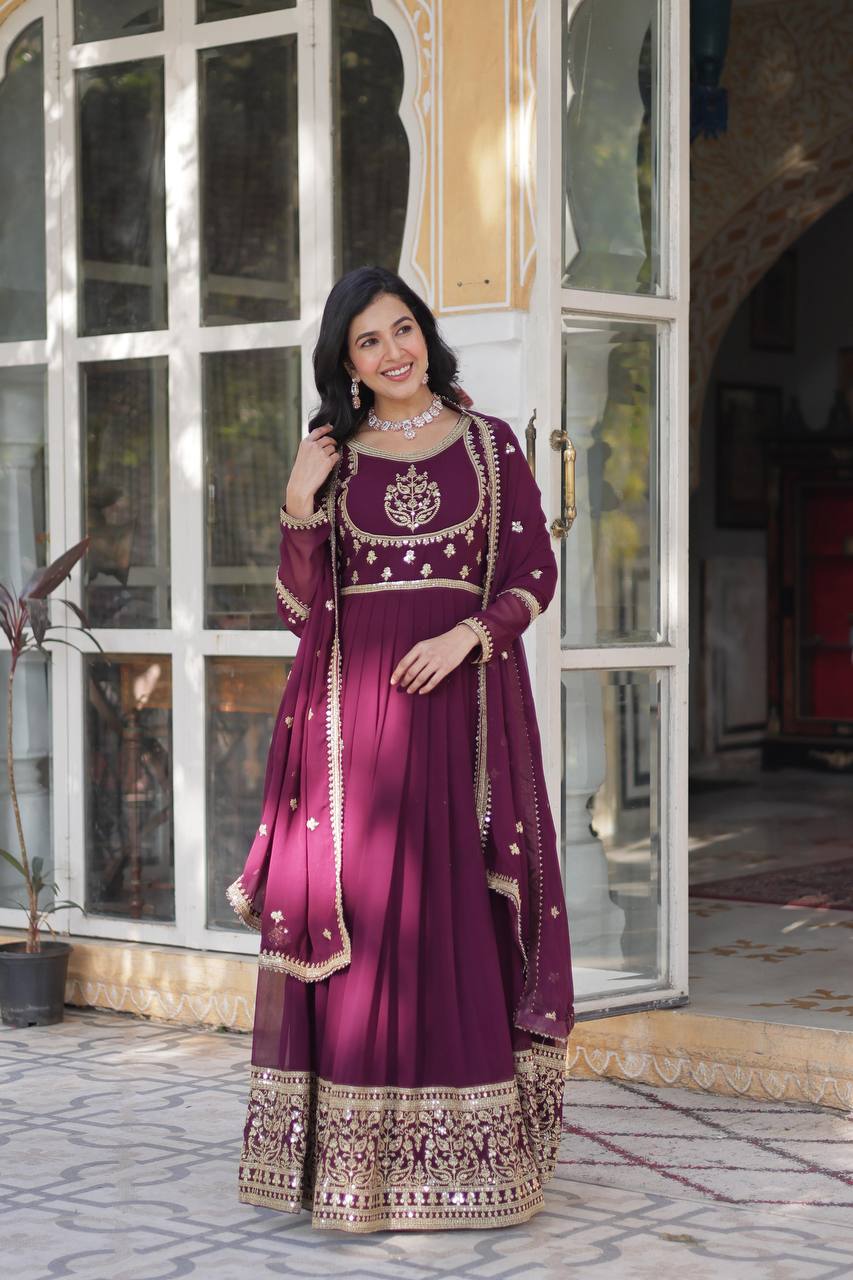 PREMIUM READYMADE VELVET MAROON GOWN COLLECTIONS