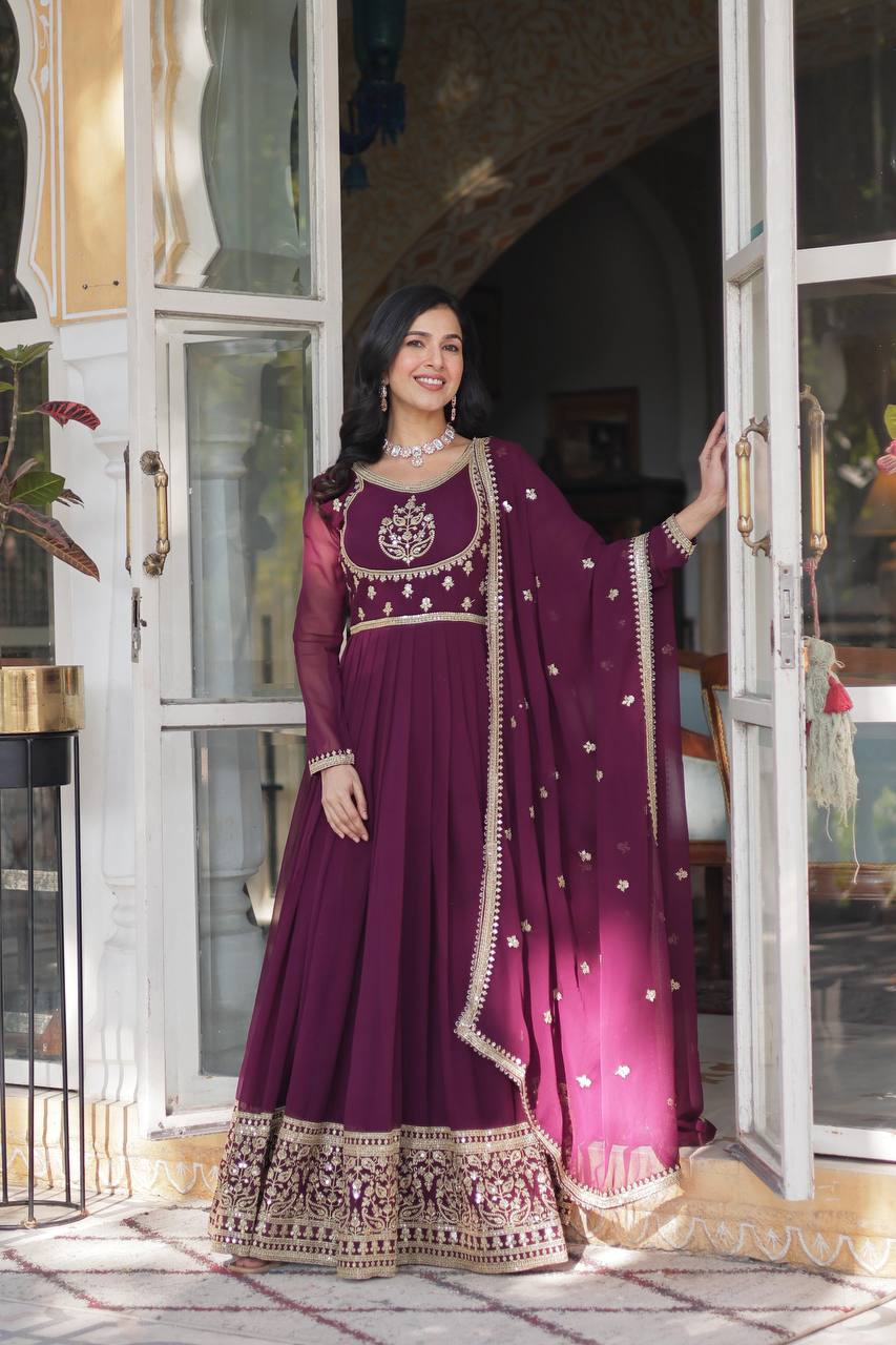 PREMIUM READYMADE VELVET MAROON GOWN COLLECTIONS