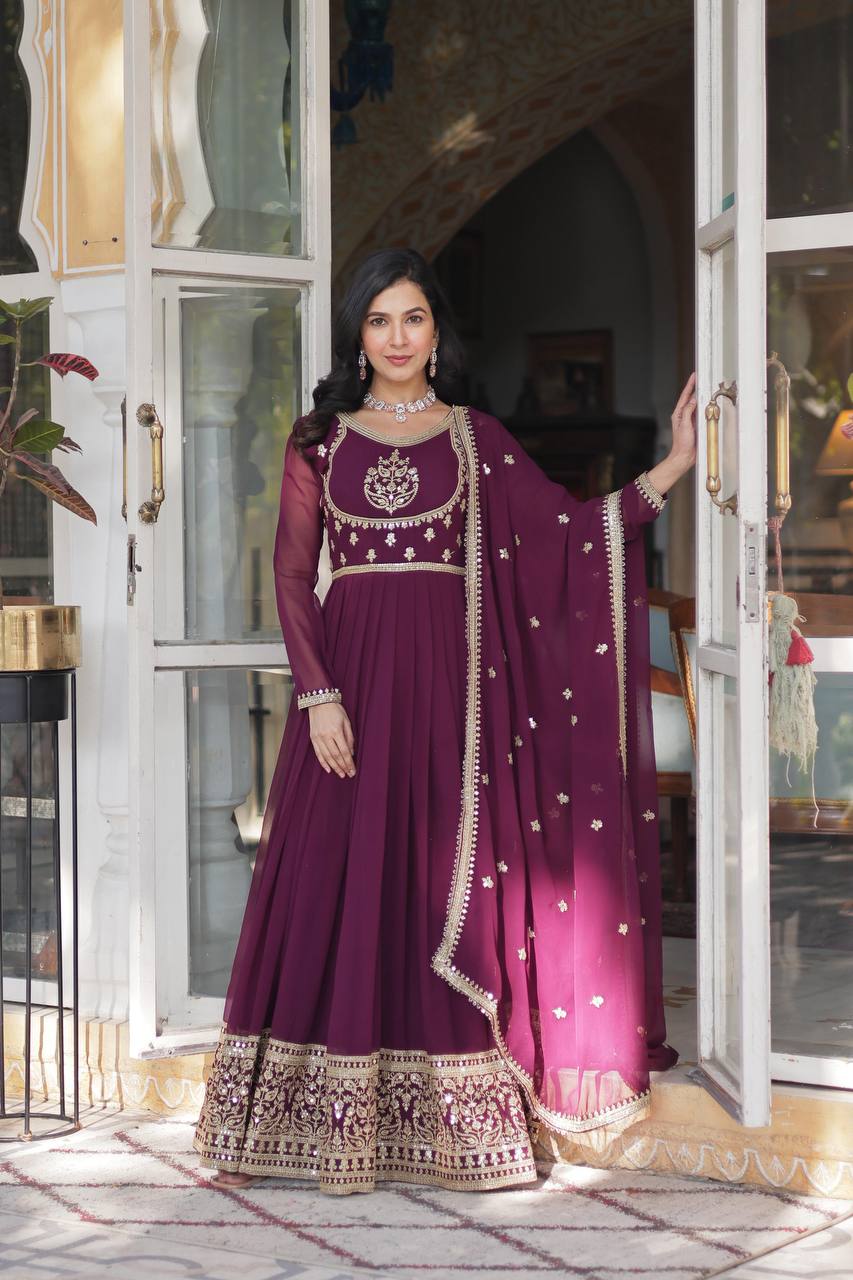 PREMIUM READYMADE VELVET MAROON GOWN COLLECTIONS