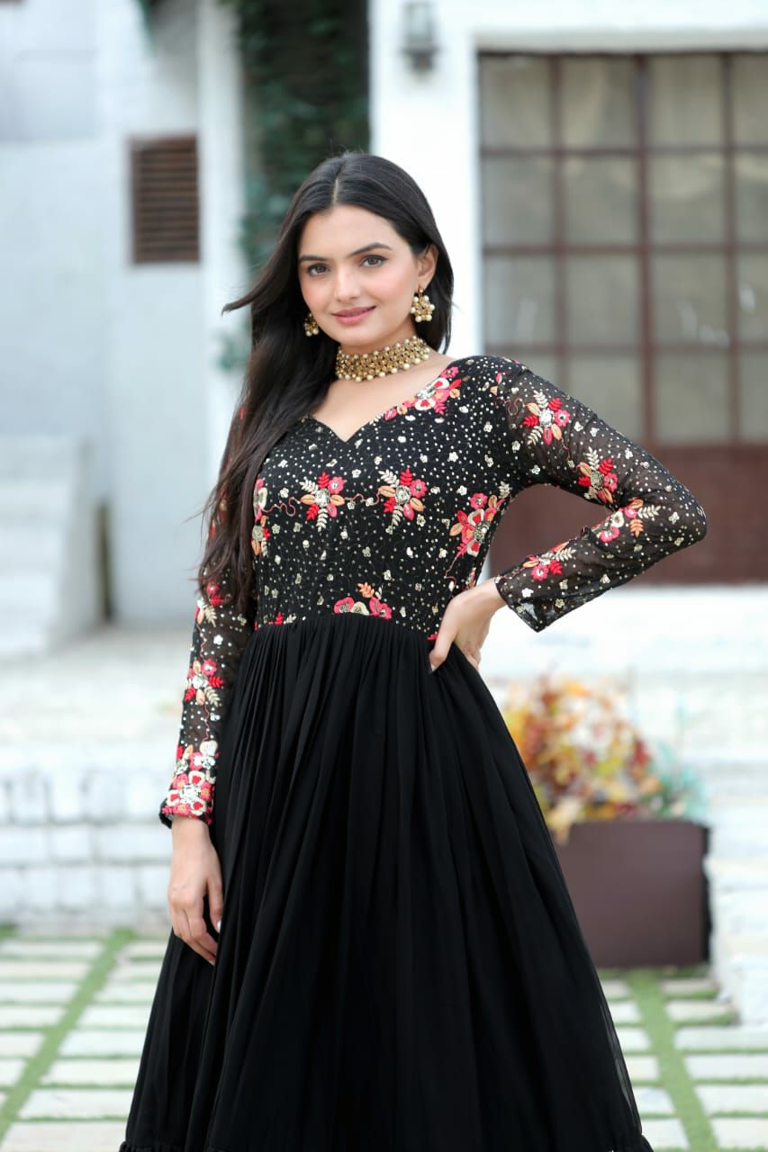 PREMIUM READYMADE DESIGNER BLACK GOWN COLLECTIONS.