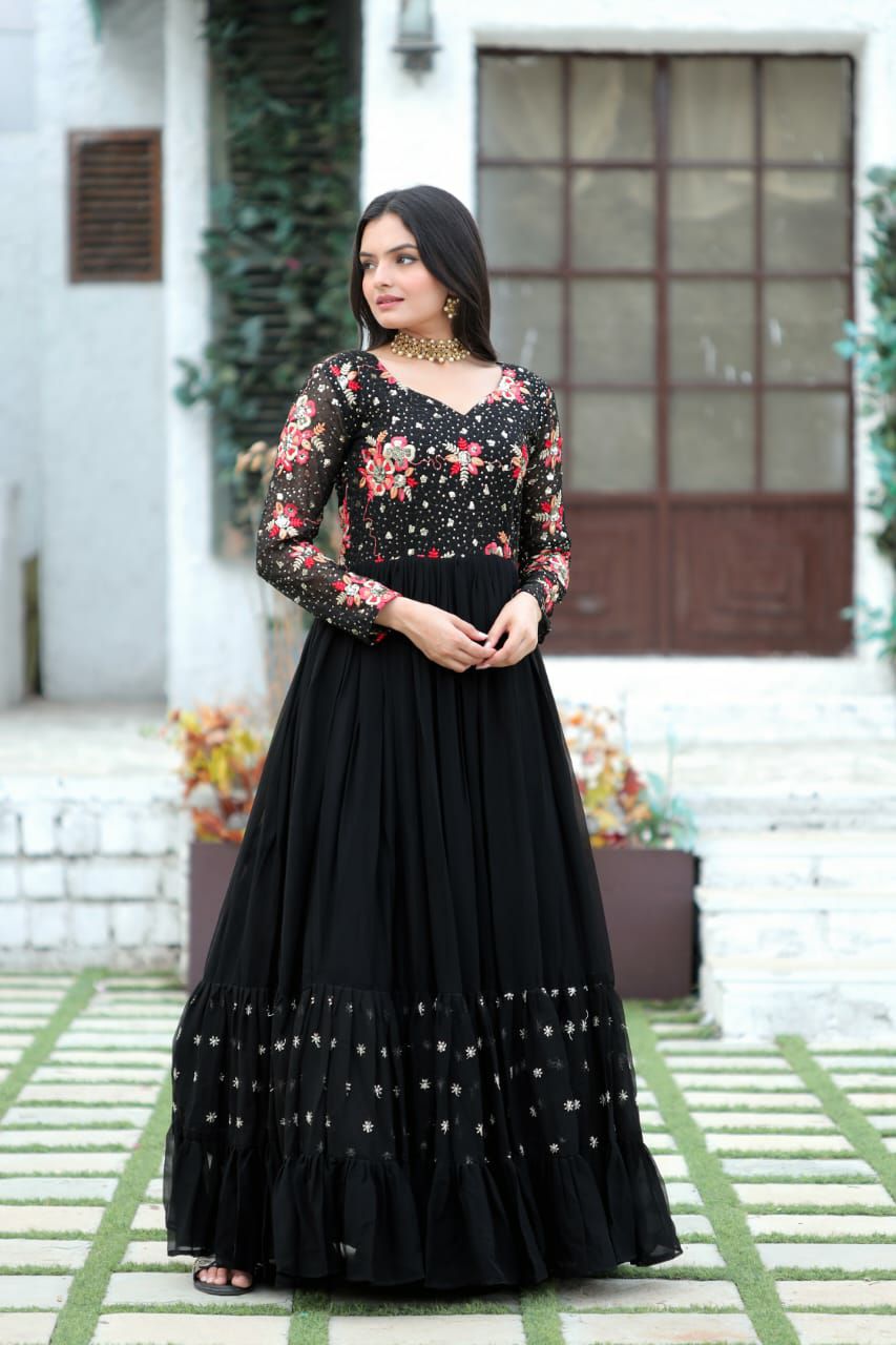 PREMIUM READYMADE DESIGNER BLACK GOWN COLLECTIONS.