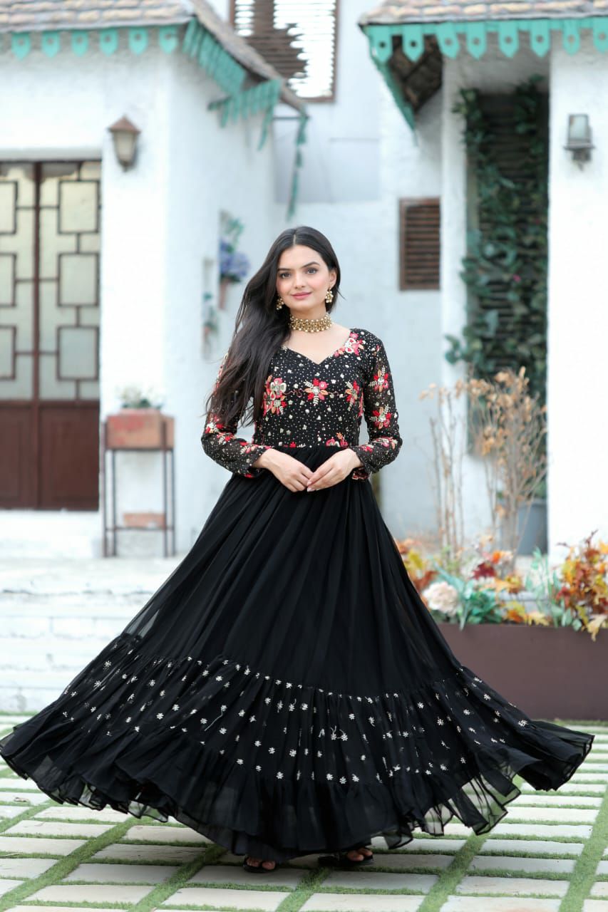 PREMIUM READYMADE DESIGNER BLACK GOWN COLLECTIONS.