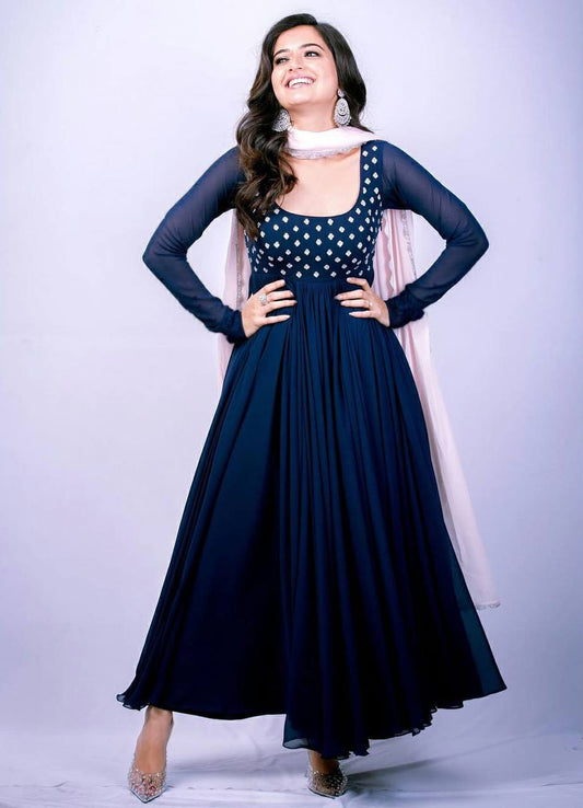 Premium Readymade Designer Blue Gown-Dupatta Collections💃🏼