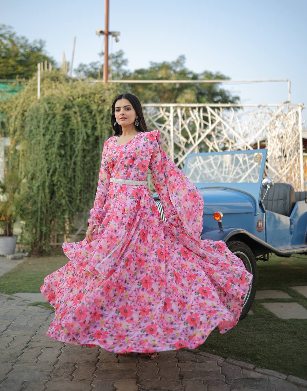 Premium Readymade Designer Pink Gown-Dupatta Collections 💃🏼