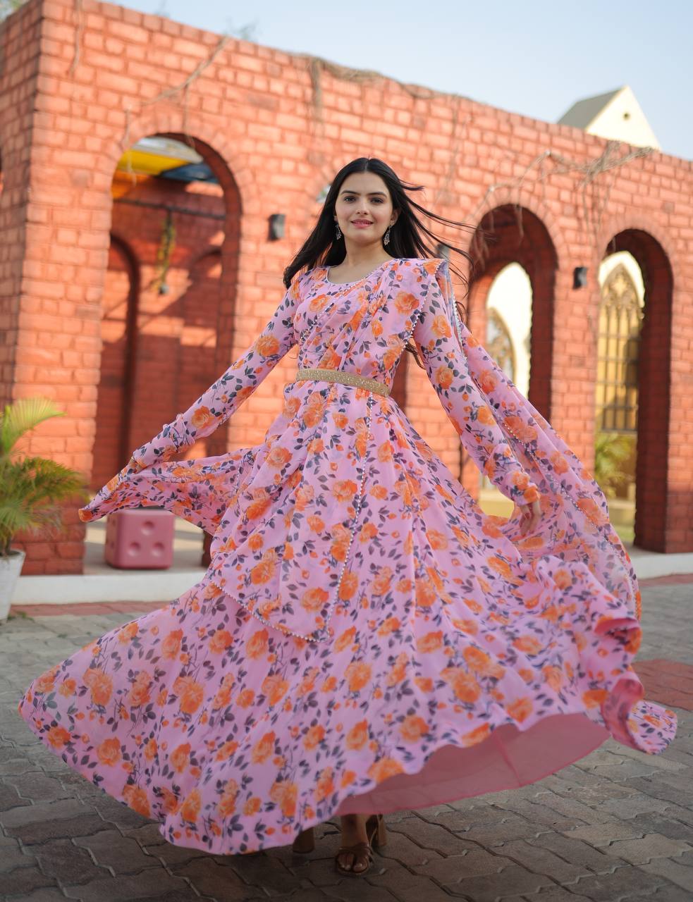 Premium Readymade Designer Pink Gown-Dupatta Collections 💃🏼