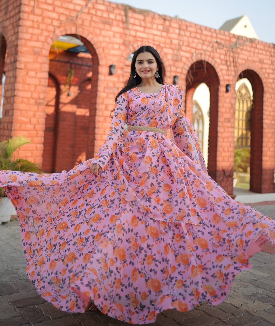 Premium Readymade Designer Pink Gown-Dupatta Collections 💃🏼