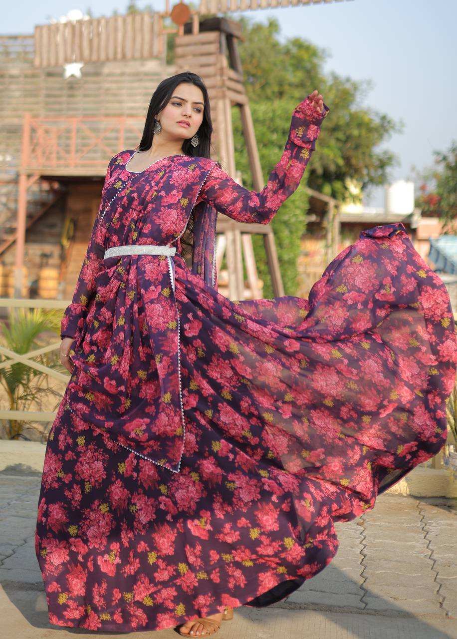 Premium Readymade Designer Pink Gown-Dupatta Collections 💃🏼