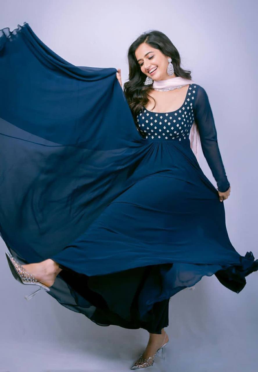 Premium Readymade Designer Blue Gown-Dupatta Collections💃🏼