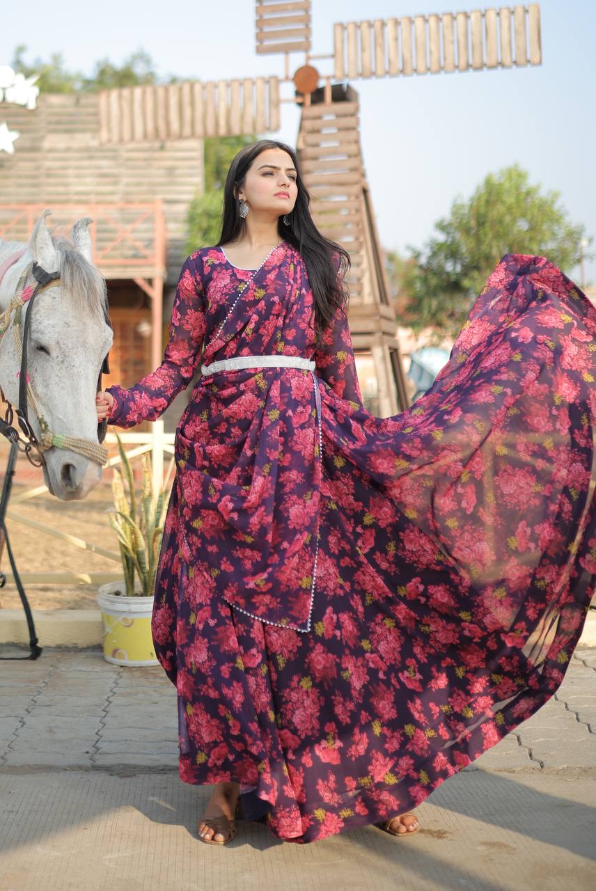 Premium Readymade Designer Pink Gown-Dupatta Collections 💃🏼