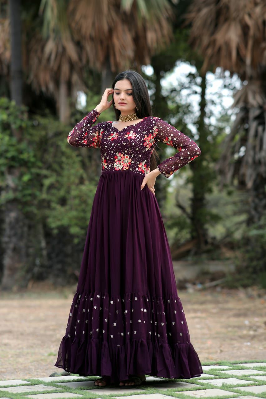 PREMIUM READYMADE DESIGNER PURPLE GOWN COLLECTIONS