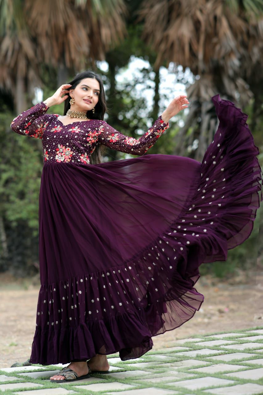 PREMIUM READYMADE DESIGNER PURPLE GOWN COLLECTIONS