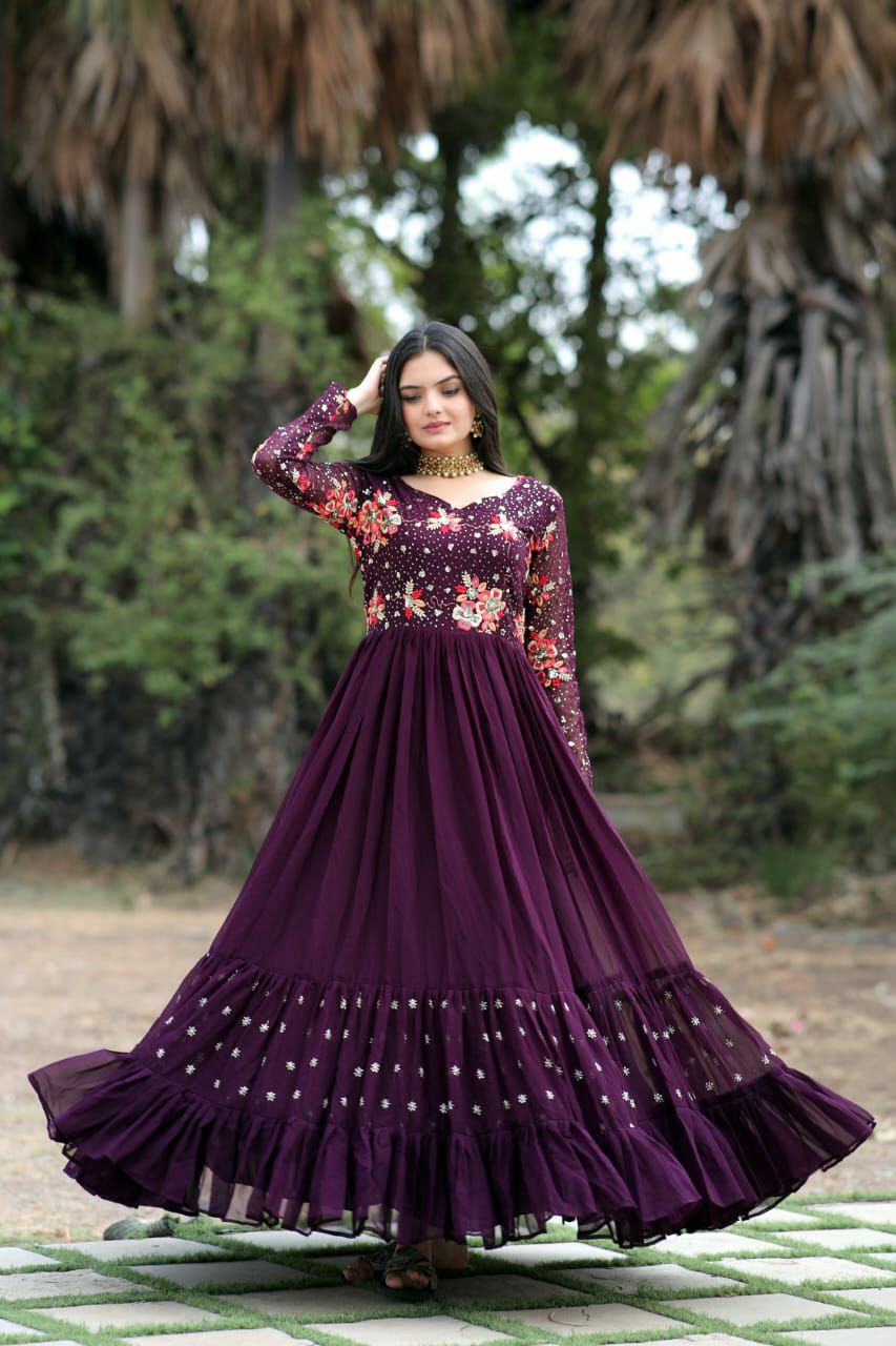 PREMIUM READYMADE DESIGNER PURPLE GOWN COLLECTIONS